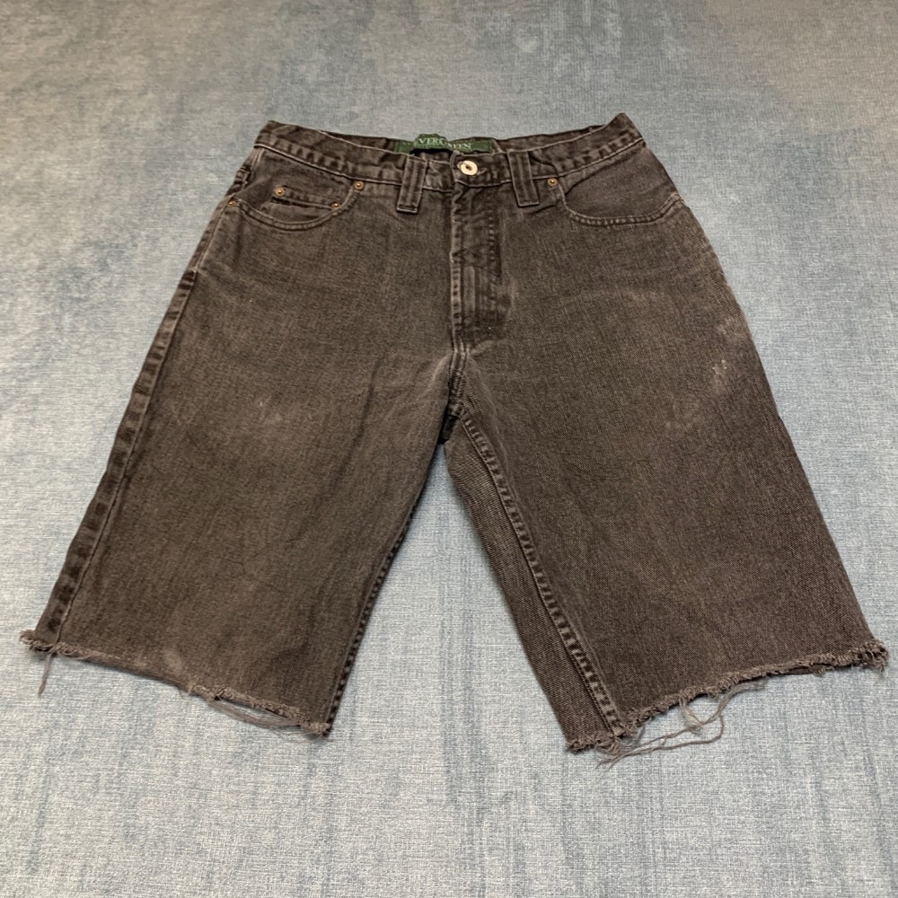 Evergreen Bermuda Shorts Men 32 Black Denim Cotton Streetwear Loose Fit Straight